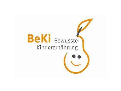 Logo der Landesinitiative BeKi. Orange Graue Schrift: Bewusste Kinderernährung