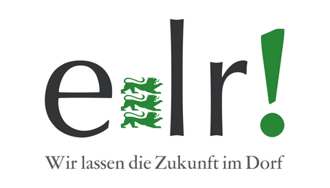 Logo des Förderprogramms Entwicklung im Ländlichen Raum, schwarze Schrift, grüne Zeichen